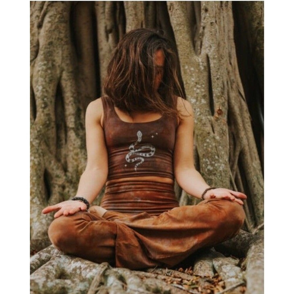 Purusha People ‘Awakening Rising’ Yoga Top 1X Snake Moon Phase RARE Crop Boho - Picture 4 of 4